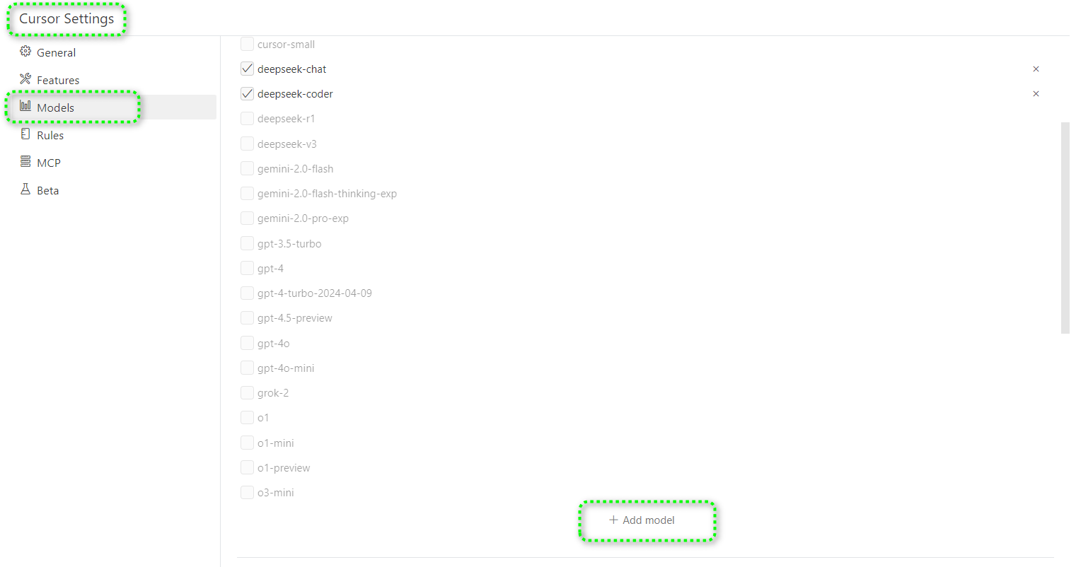 cursor 添加自定义模型